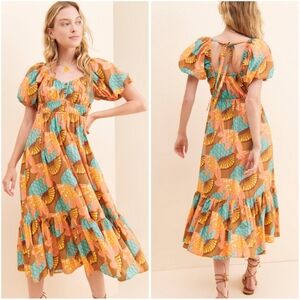 Cleobella Anthropologie Jesse Midi Dress Gold Multi Large